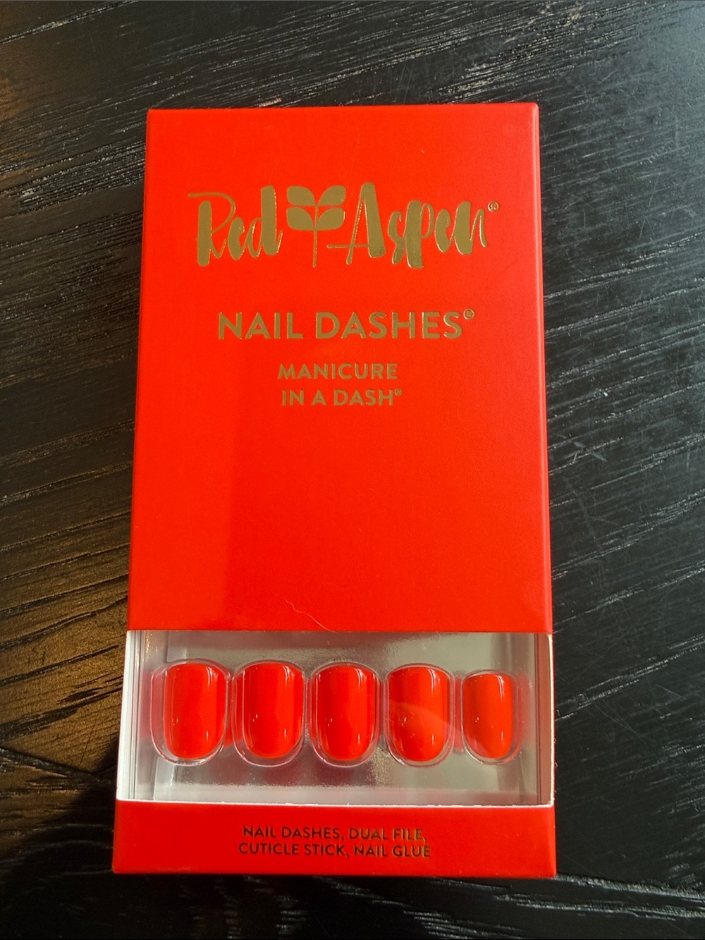 Red Aspen Nail Dashes Press-On Nails – Color: Orange Red, Ravia